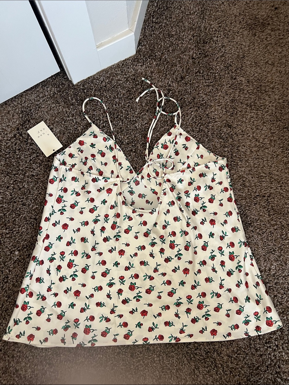 a new day White Cami Top with Red Rose Print - Picture 5 of 8